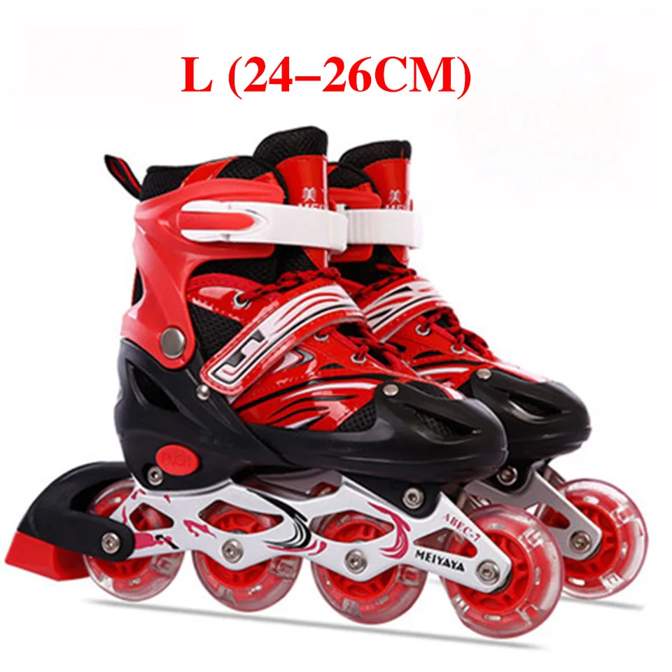 red size L Детские роликовые коньки, роликовые коньки, обувь Слалом, уличная щетка, для катания на коньках, ПУ колеса, патины, унисекс, регулируемые кроссовки с роликами, IA100 - Цвет: red size L