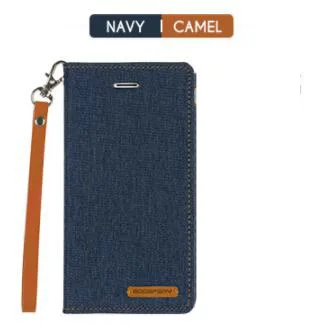 navy GOOSPERY холщовый флип-чехол с ремешком, кожаный чехол-кошелек для samsung Galaxy J3, J5, J7 Pro, Note 8, 9, S7 EDGE, S8, S9, S10 Plus - Цвет: navy