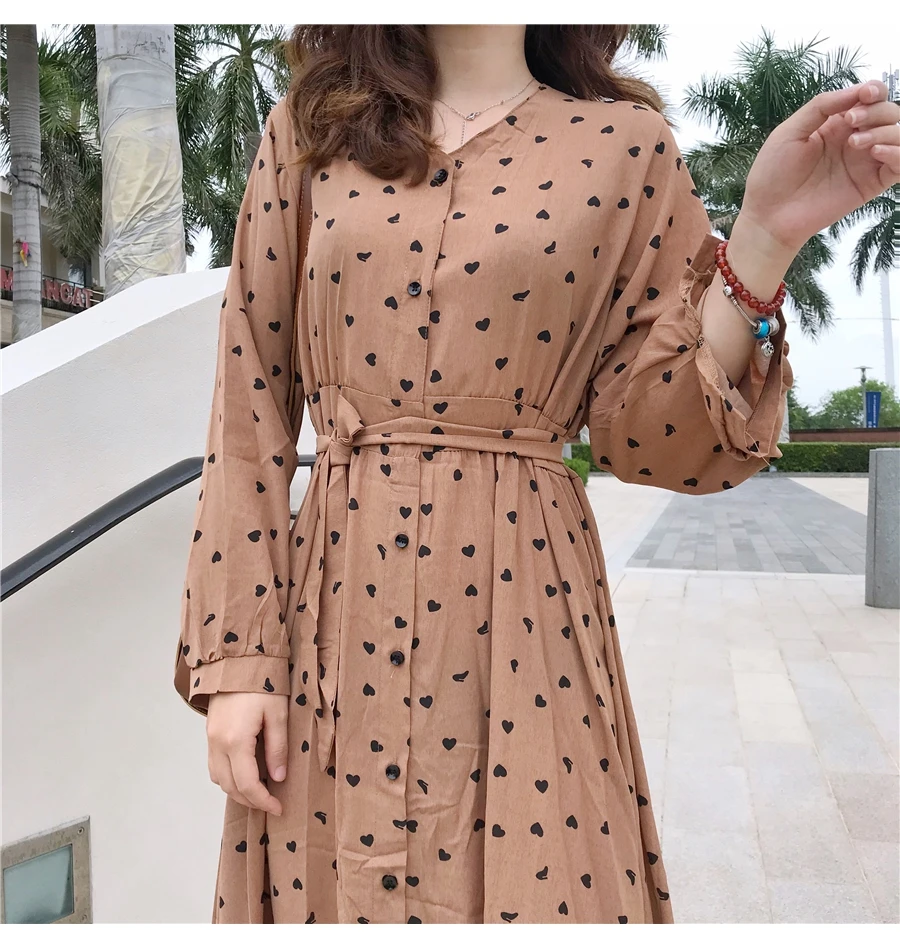 2019 модное корейское платье Mori Girl Vestidos Повседневное с v образным вырезом и длинным
