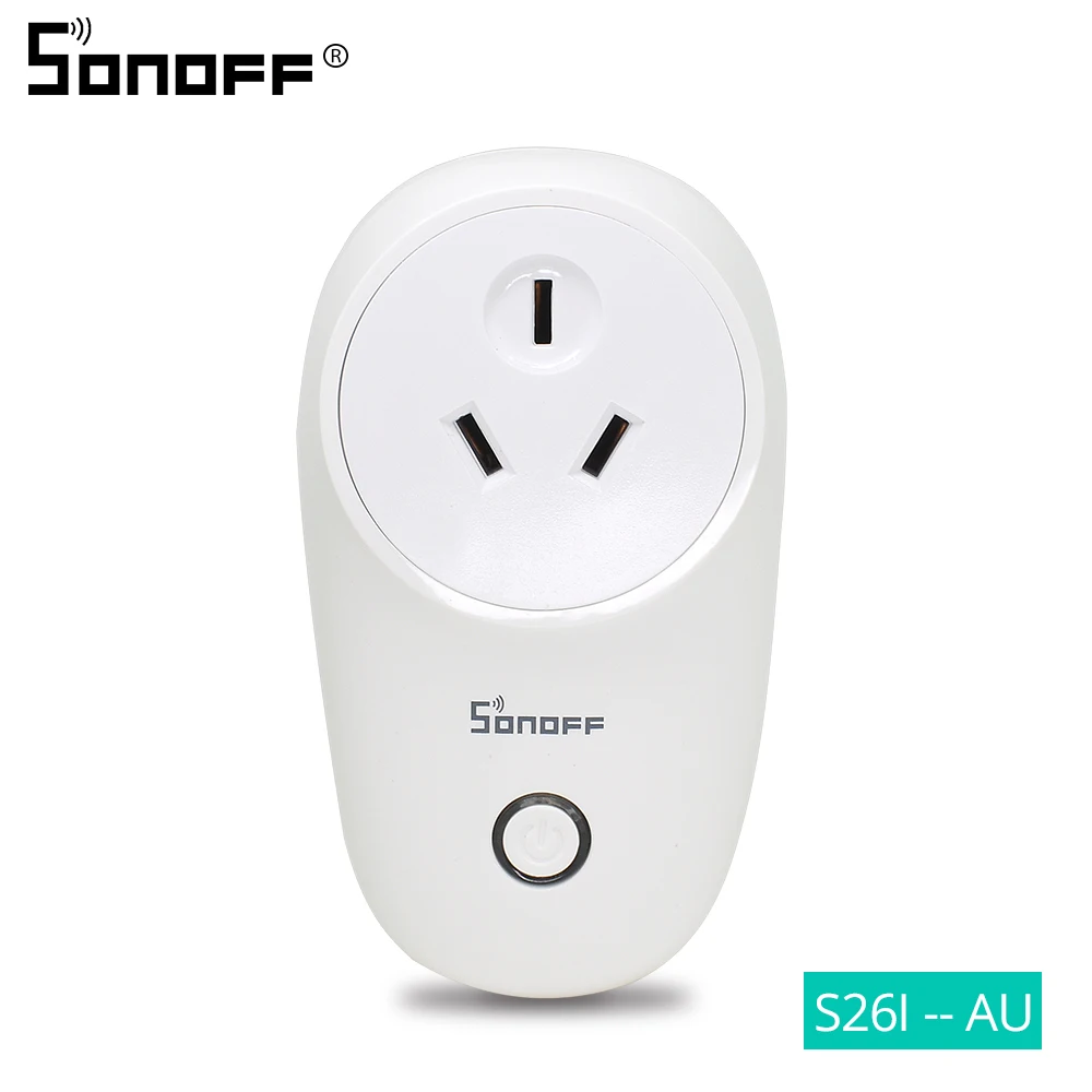 AU Sonoff S26 Базовая WiFi умная розетка AU/CN/EU/UK/US Беспроводная вилка умный дом переключатель питания розетки работают с Alexa Google Assistant - Цвет: AU