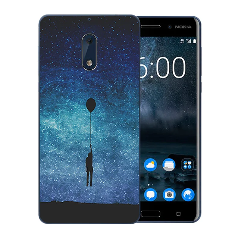 Чехол для телефона Nokia 6 из мягкого ТПУ силикона тонкий с узором ночного неба