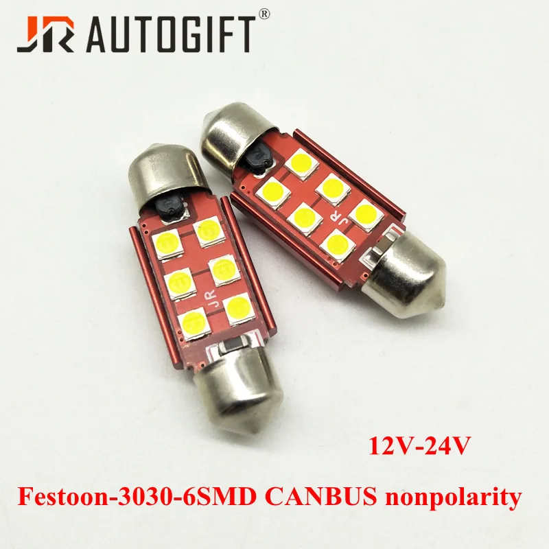 50 шт. яркий купол Canbus Festoon 36/39/41 мм C5W 3030 Chip 6SMD автомобильный номерной знак лампа для