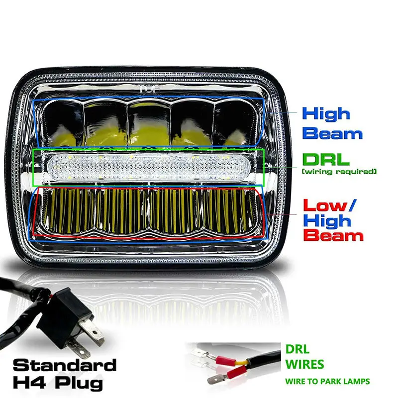 5x7 &quot6x7 светодиодный комплект фар DRL Замена H6054 H5054 H6054LL 69822 6052 6053 для Jeep Wrangler YJ Cherokee