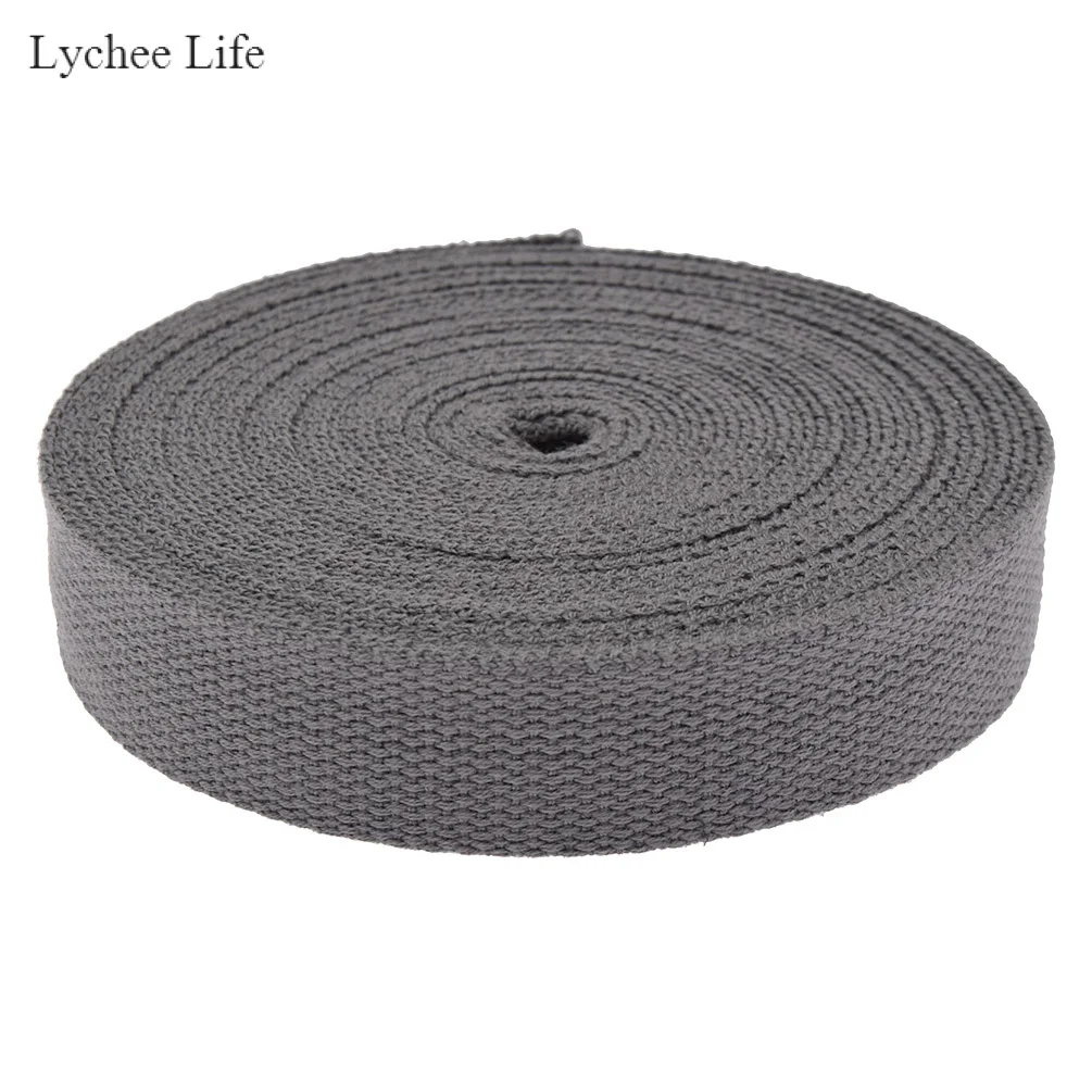 Gray Lychee Life 8Yards 25mm Polyester Cotton Webbings Canvas Bag Webbing Ribbon Backpack Belt Strap Bias Binding Tape Diy Crafts - Цвет: Gray