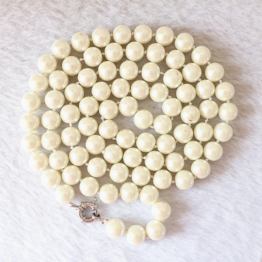 Классический белый круглый естественный пресноводный жемчуг подвески ожерелье