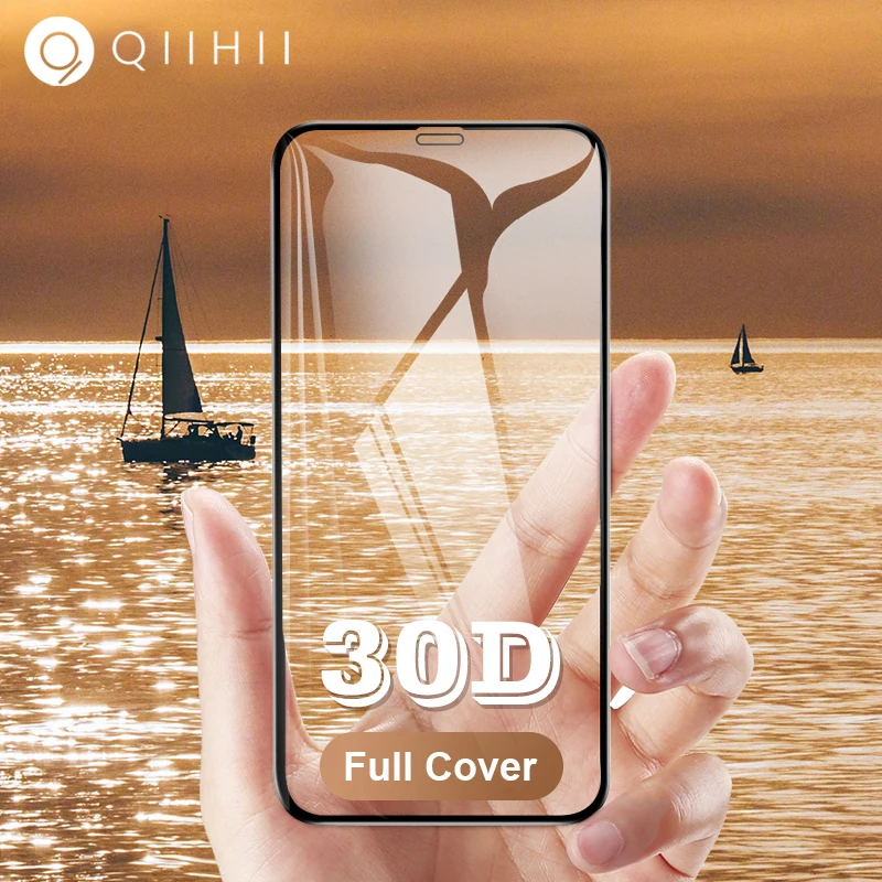 QIIHII 30D закаленное стекло для iphone 6 7 8 6S Plus Защита экрана X XS MAX XR защита
