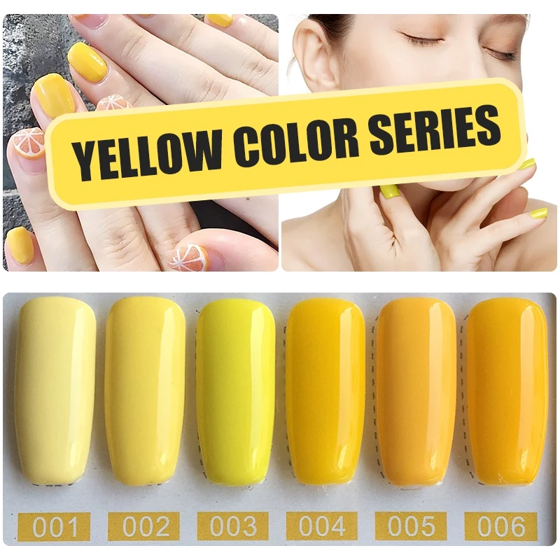 Yellow Color YIFEI высокое качество УФ-гель для ногтей набор 10 мл замачиваемый лак для ногтей Vernis полуперманентные украшения ногтей УФ-гель лак 6 шт - Цвет: Yellow Color