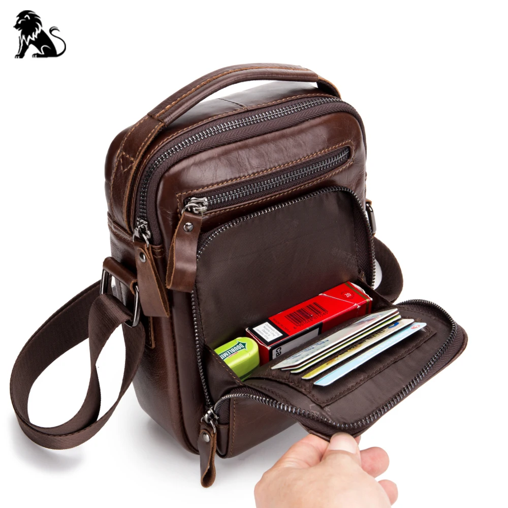 Men's Genuine Leather Vintage Shoulder Messenger Bag male Casual multifunction Small Crossbody Flap Cowhide man Messenger Bags