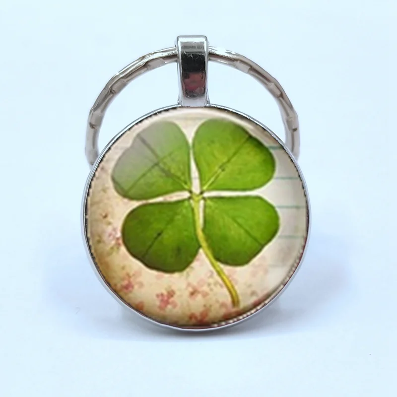 Брелок для ключей Lucky Clover Shamrock Серебряное Стекло ручной работы|Брелоки| |