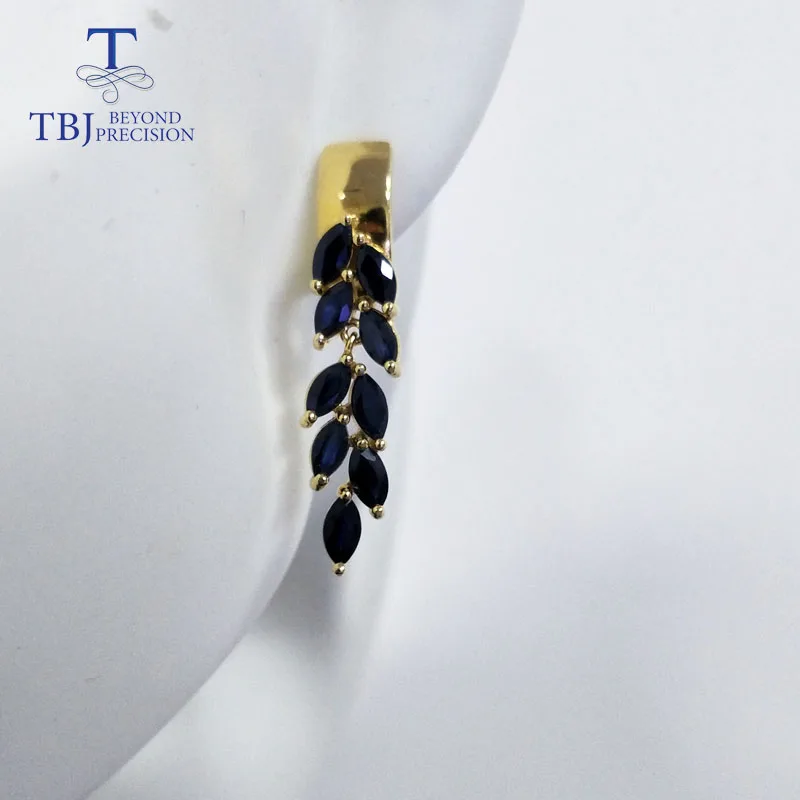 Женские серьги с сапфировой застежкой TBJ ювелирные украшения натуральными