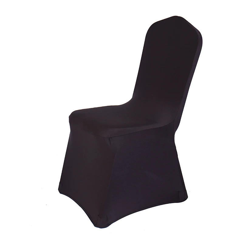 Black Flat Bottom Упаковка 100 Универсальные полиэфирные чехлы на стул из спандекса для Свадебная вечеринка в отеле Банкетный ресторанный декор для мероприятий - Цвет: Black Flat Bottom