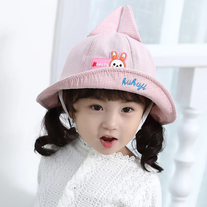 2019 Children's basin cap Spring and summer new boy sunshade hat girl cute cartoon rabbit baby fisherman kids beanies | Детская