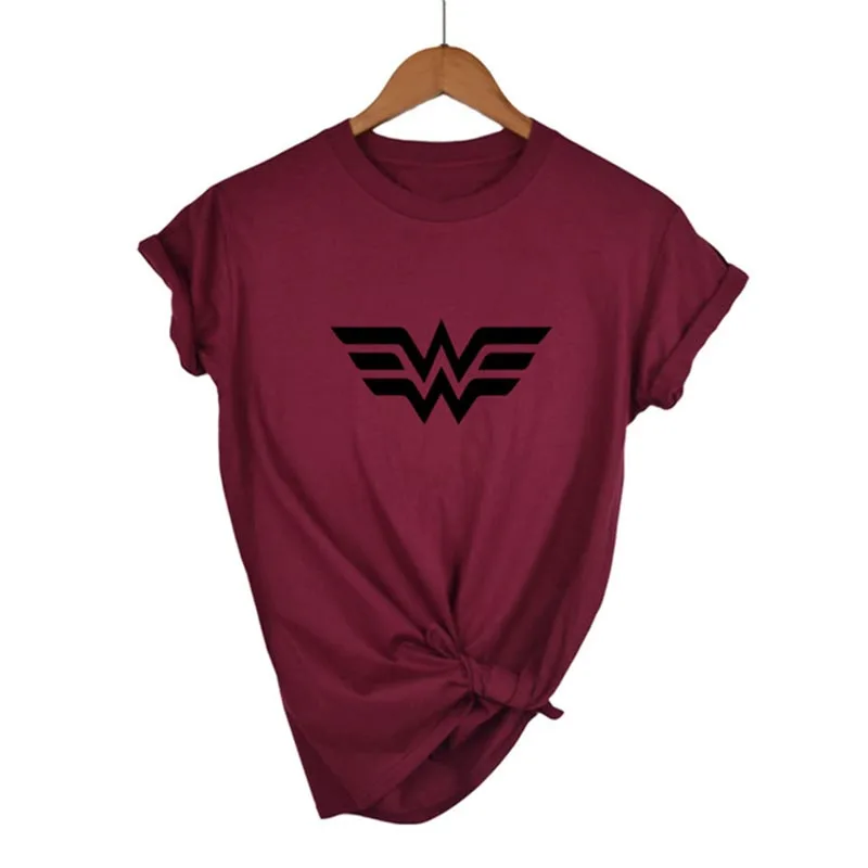Wonder Woman Высокое качество эластичный хлопок Женская футболка аниме с логотипом