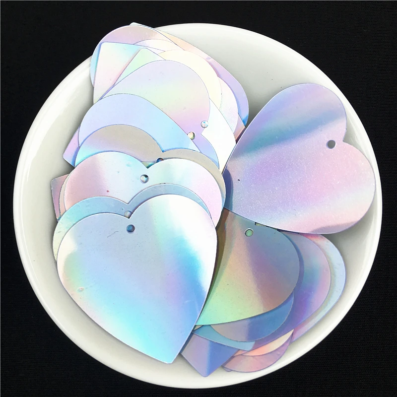 100 шт./лот AB серебристый цвет 32 мм Любовь Сердце россыпью пайетки diy ручной работы уровень сценических представлений крупные пайетки для шитья
