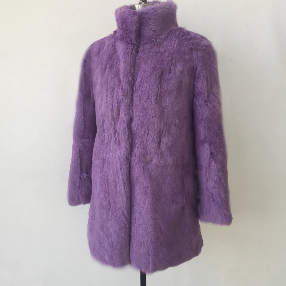 Хит продаж Женское пальто из натурального кроличьего меха куртки Модная Верхняя