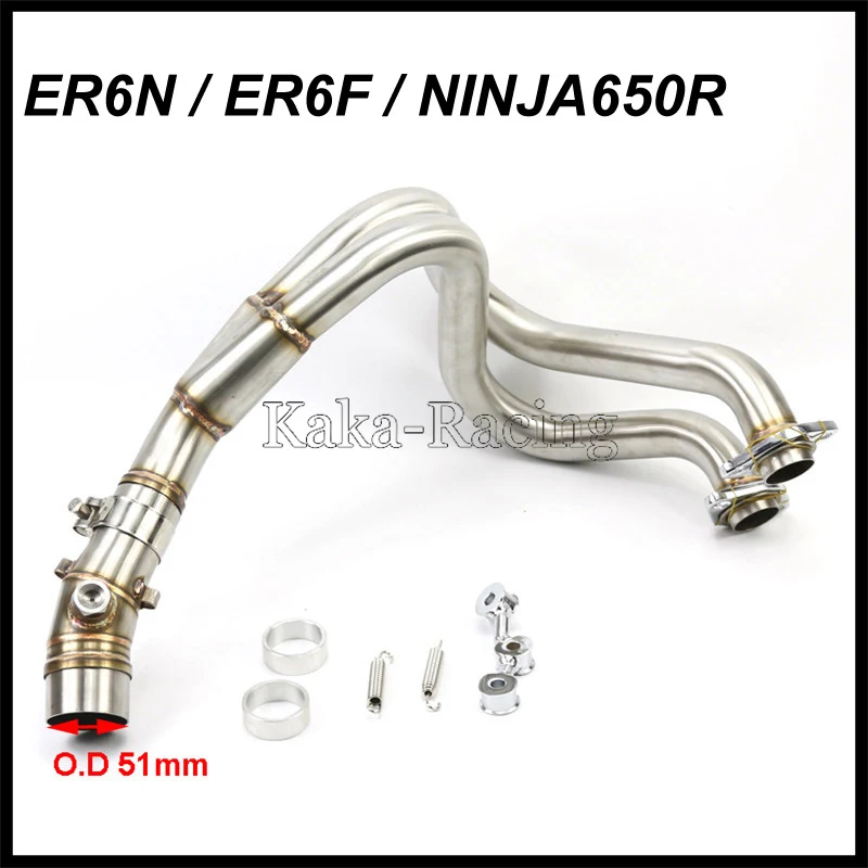 Motorcycle System Exhaust Muffler Header Link Pipe with Akrapovic Exhaust Tail Tip for Kawasaki ER6N ER6F NINJA 650R 2012