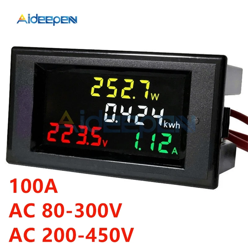 

AC 110V 220V 100A LED Digital Voltmeter Ammeter 80-450V Volt Current Meter Tester Power Energy Meter Multimeter Detector Monitor