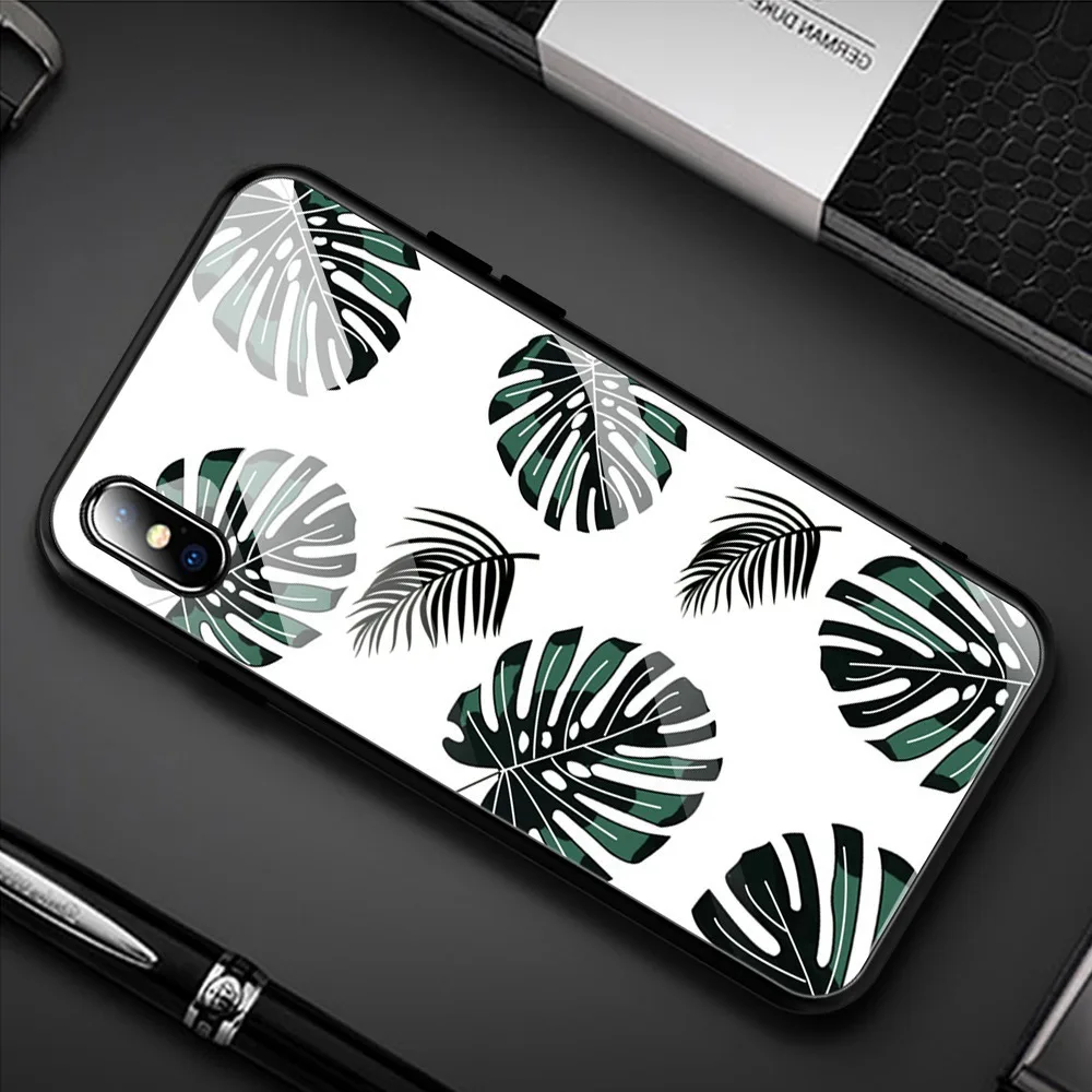 KISSCASE Flowers Phone Case For iPhone 8 XS XR 7 Plus 6 6S Glass X MAX Bird Owl coque |