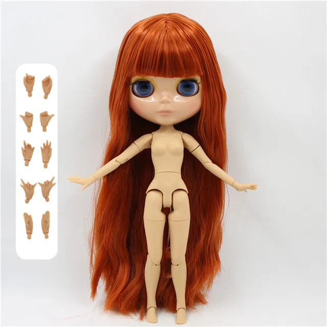 Ледяная фабрика blyth кукла загар кожа сустава тела bjd красный коричневый волосы с челкой 1/6 игрушка 30 см - Цвет: doll with hands A