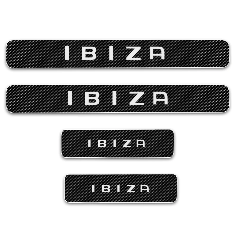 Белый Автомобильная наклейка для сиденья IBIZA 4D виниловая наклейка из углеродного волокна s Автомобильная Накладка на порог защитная дверь порог Добро пожаловать пластина 4 шт - Название цвета: Белый