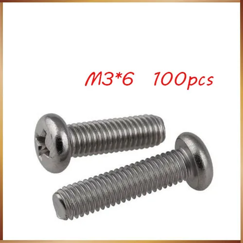 Бесплатная доставка M3X6mm 100 шт нержавеющая сталь головка сковороды