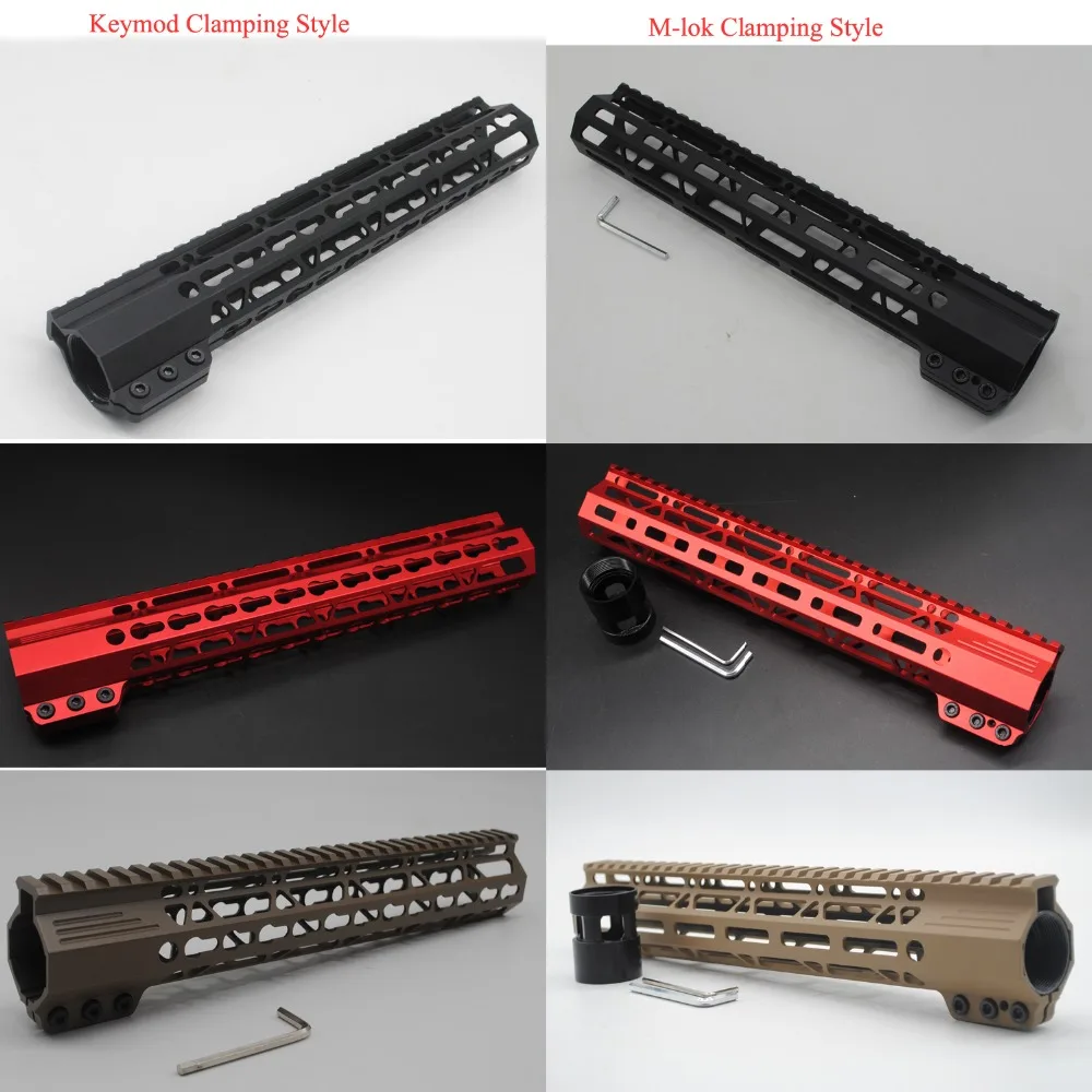 

12'' inch Monolithic Top Handguard Rail Picatinny Free Float Mount System Black/Red/Tan Keymod / M-lok Clamping Style