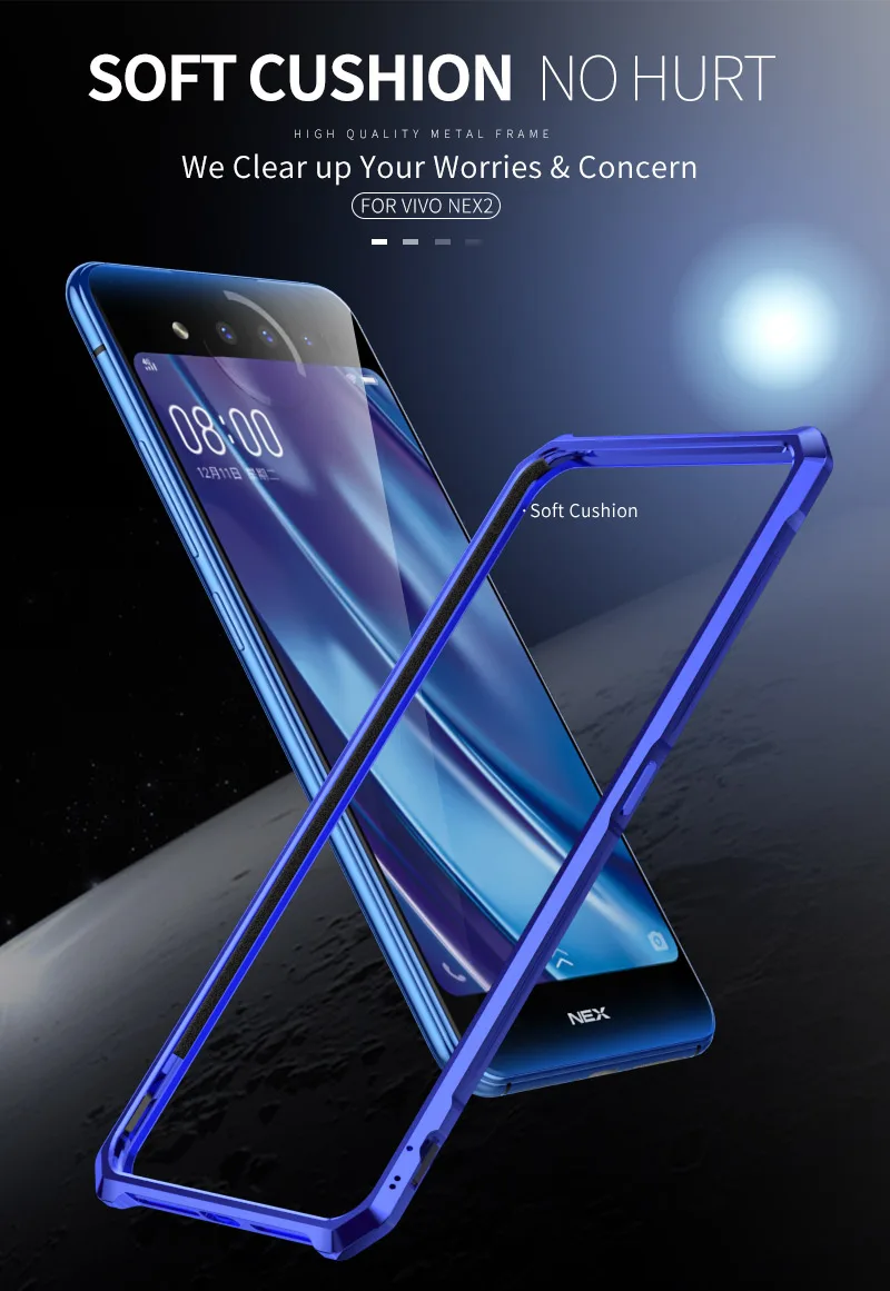 Vivo Nex 2 Nex2 двойной дисплей бампер Nex2 Алюминиевый металлический бампер чехол для Vivo Nex 2 металлический чехол-Бампер протектор