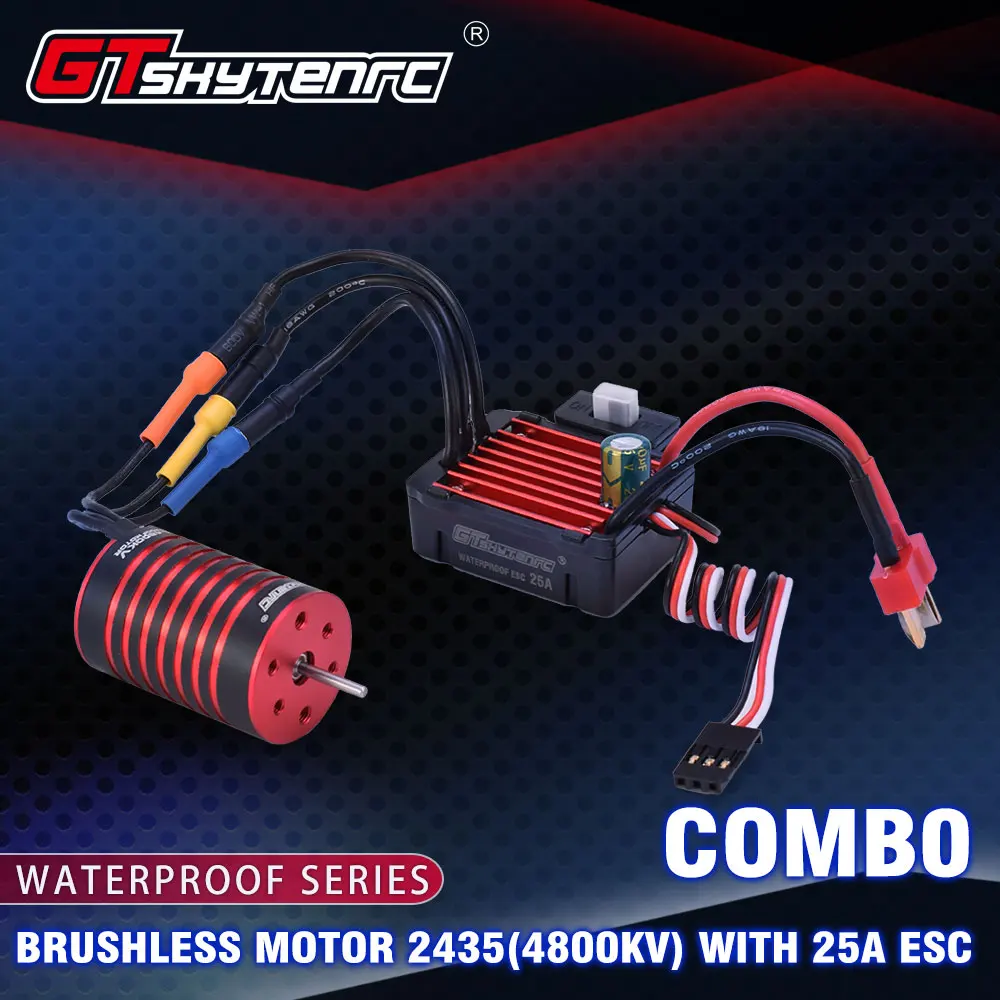 GTSKYTENRC Combo 2435 4500KV 4800KV бесщеточный двигатель w/25A ESC для 1:16 1:18 RC багги Дрифт гоночный