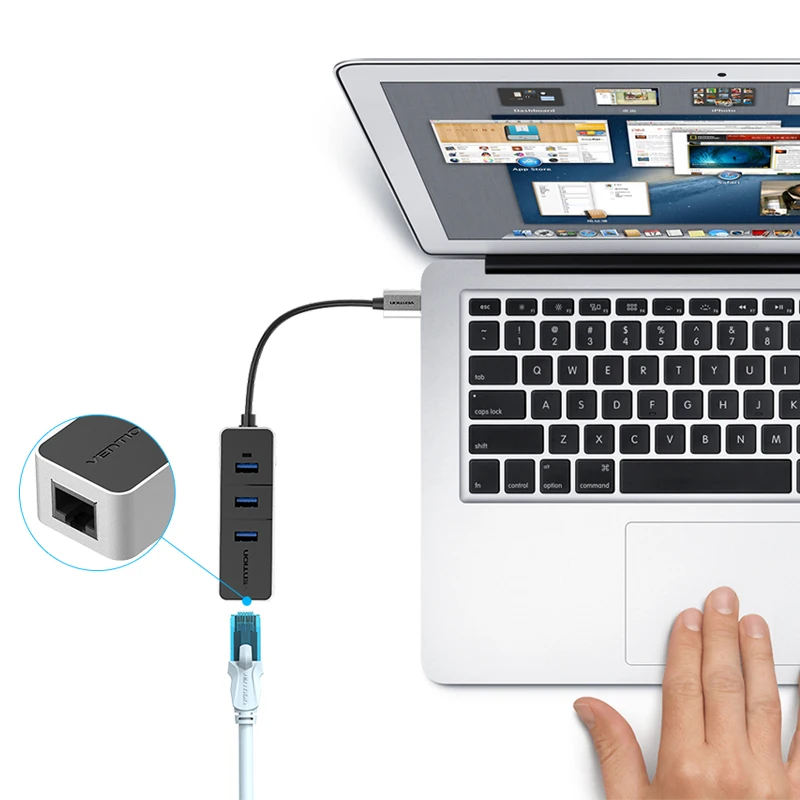Конвенция USB 3.0 для 10/100 Mbps сетевой сети Ethernet адаптера + 3 разъём(ов) хаб Mac OS планшет