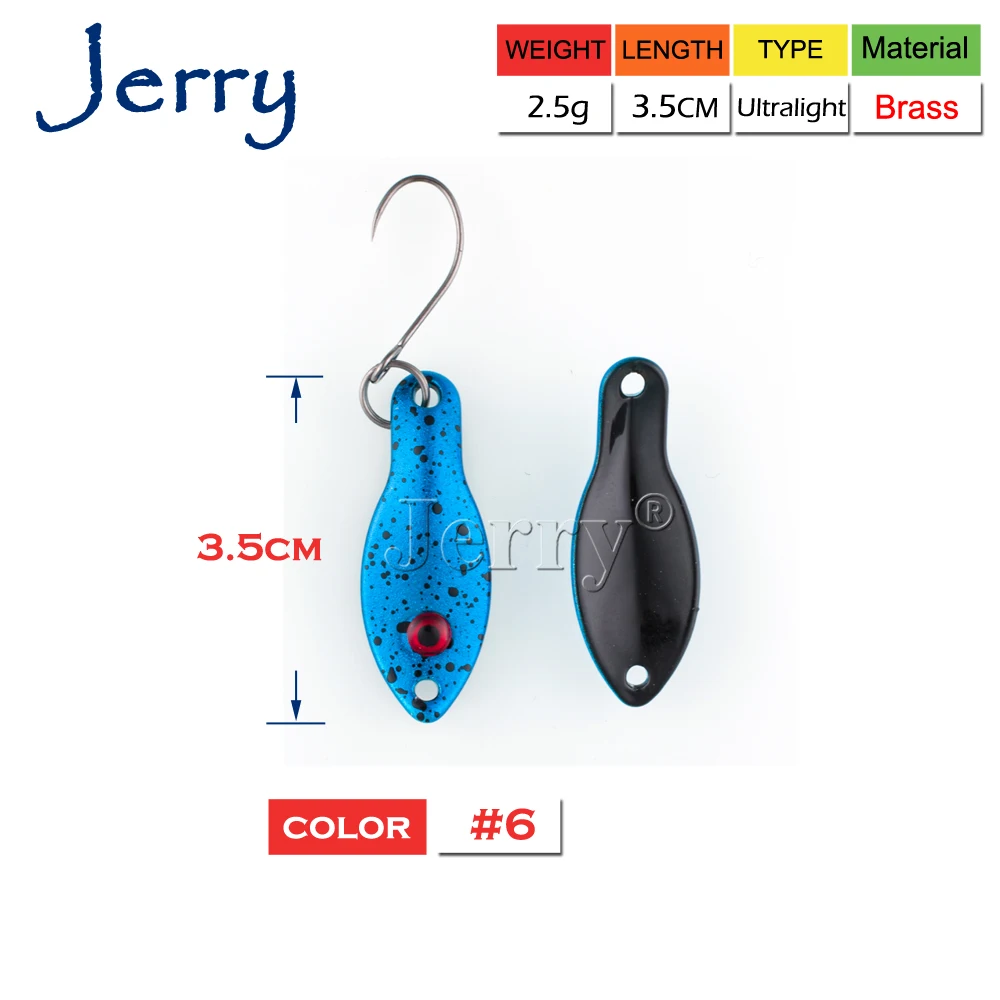 Jerry 1,4 г, 2,5 г Сверхлегкий Воблер для рыболовной наживки металлическая приманка для форели мини Рыболовные ложки латунные ложки для форели - Цвет: 2.5g Blue