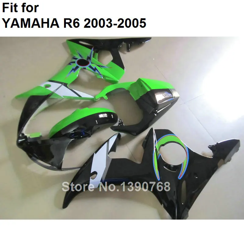 Кузовов обтекатель комплект для YAMAHA R6 2003 2004 2005 зелено-черные Обтекатели YZF 03 04 05 HZ56