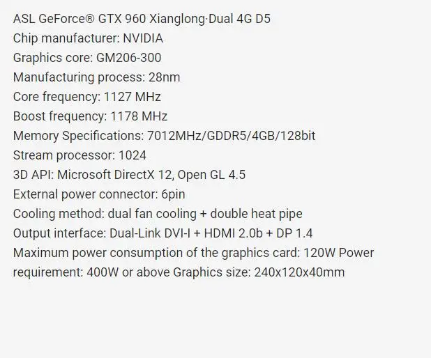 Графическая карта, используемая ASL GTX960 4G D5 128 бит, настольный компьютер, игра, офис, для nVIDIA Geforce GTX 960, видеокарта