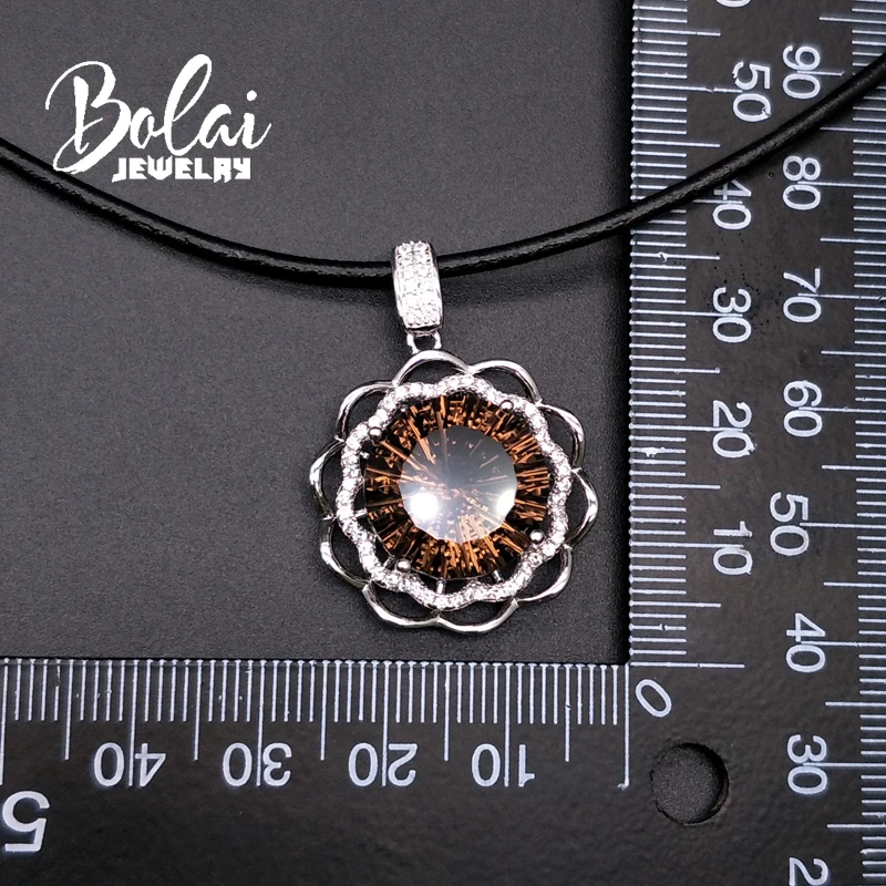Bolaijewelry кулон из дымчатого кварца натуральный драгоценный камень серебро 925 пробы