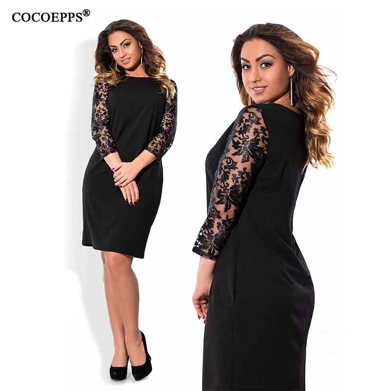 Кружевное осеннее платье с рукавом три четверти новинка 2019 женское Повседневное