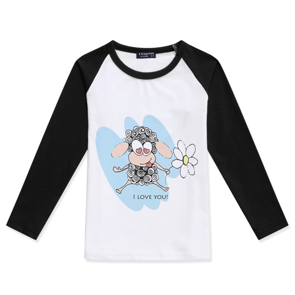

Hot Sale Boys Raglan Long Sleeve Cotton T Shirts Boy Baby Tops Child Clothes Cartoon Sheep Printed Tees O Neck Kid Girl Tshirt