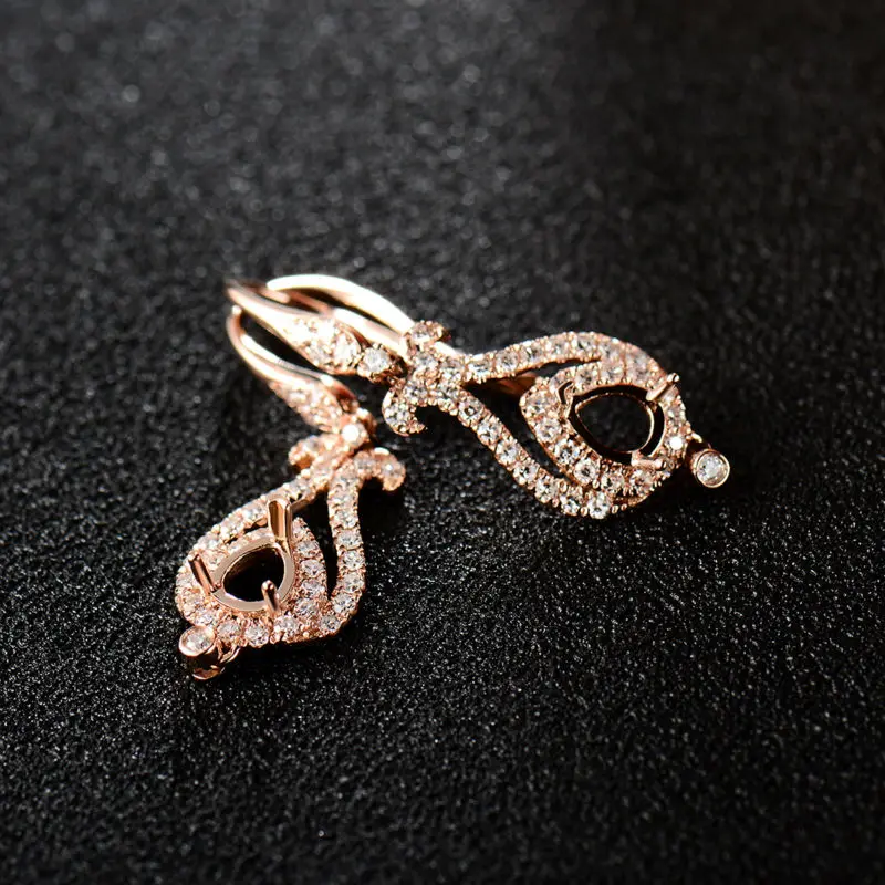 Женские серьги подвески из розового золота 4 Х5 мм|semi mount earrings|earrings earringearrings gold rose |