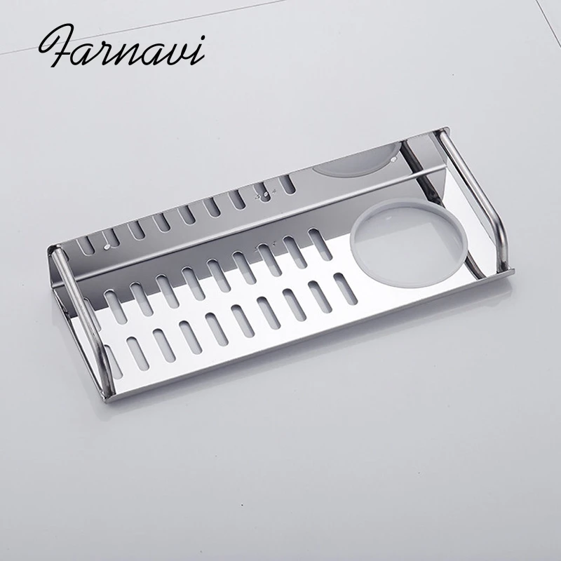 Bathroom Shelf Single Tier Lavatory Cosmetic Shampoo Holders Organizer Wall Mounted Fittings with Cup Holder | Обустройство дома