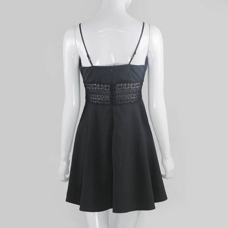 Милое женское ТРАПЕЦИЕВИДНОЕ кружевное платье с вставкой фигуристки ADEWEL 2019