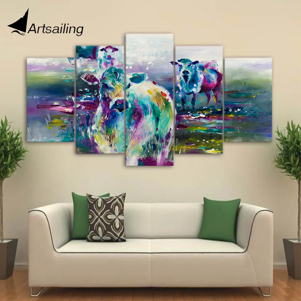 5 шт. абстрактная корова и овечка с принтом | Дом сад