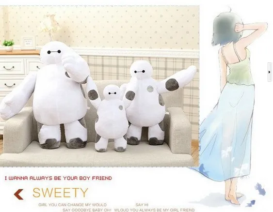 Новинка 2016 большой герой 6 Baymax плюшевая кукла игрушка робот 18 40 см оптовая продажа