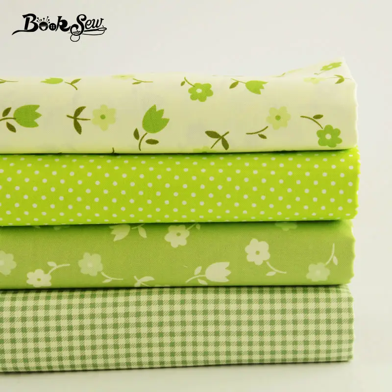 Booksew 100% хлопок 4 шт. разные узоры зеленый цвет шитье женское платье детская одежда