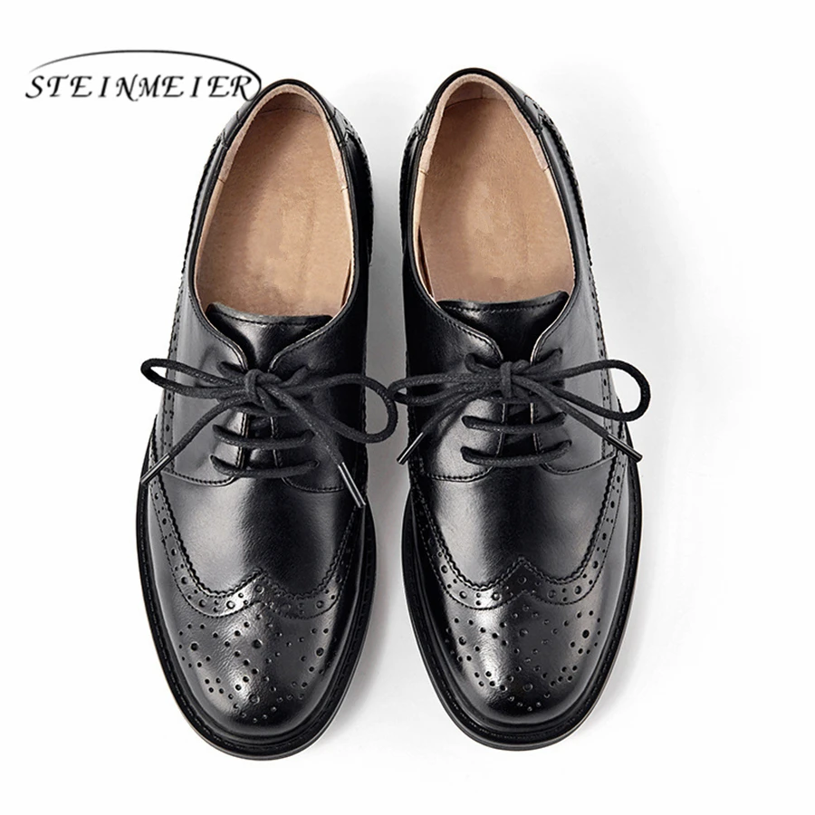 

Genuine Leather Women brogues Flats Oxford Shoes Woman Sneakers lady Vintage Casual shoes for Women Footwear 2020 black brown