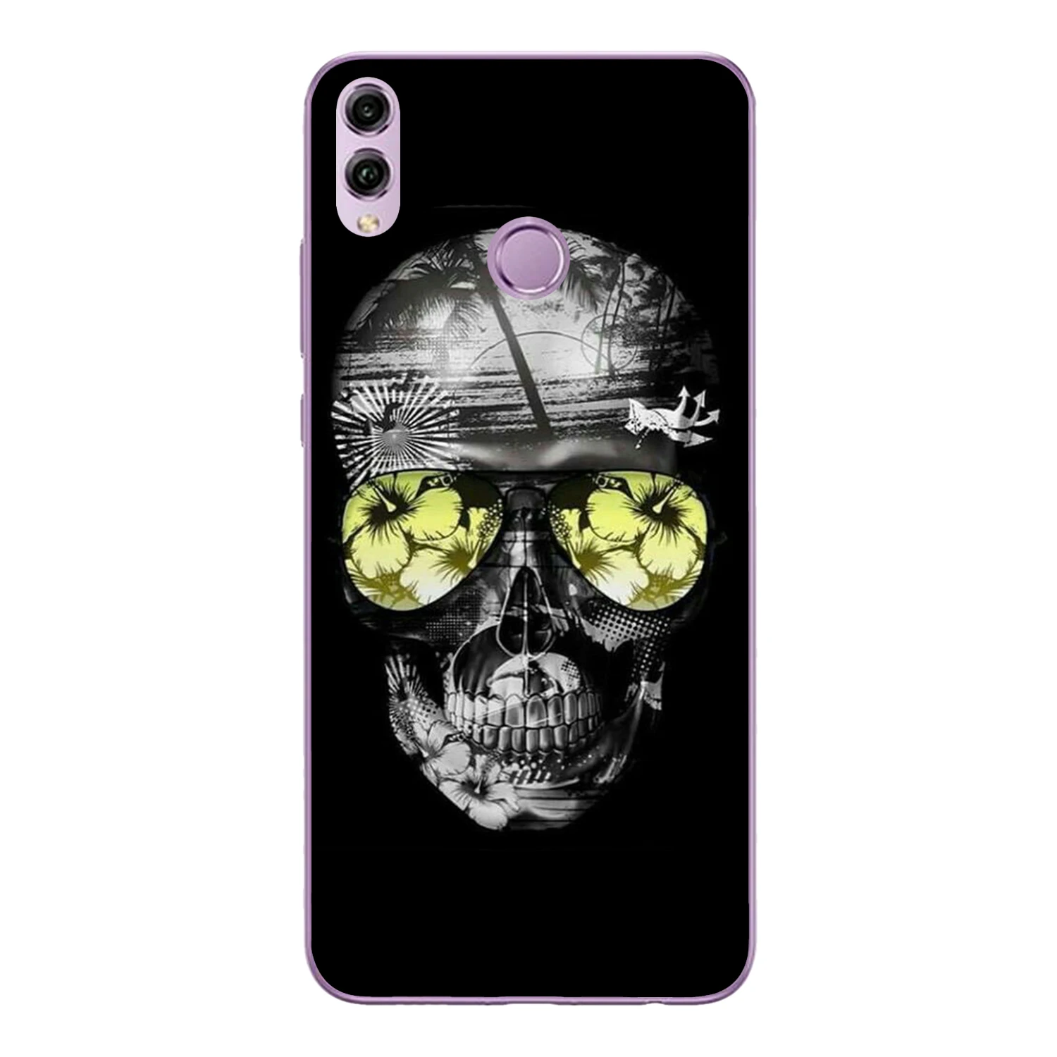 For Huawei Honor 8X Case Cover 6.5&quot Soft TPU Silicone Popular Cool Color Glasses Butterfly Rose Flower Skull Painted Phone |