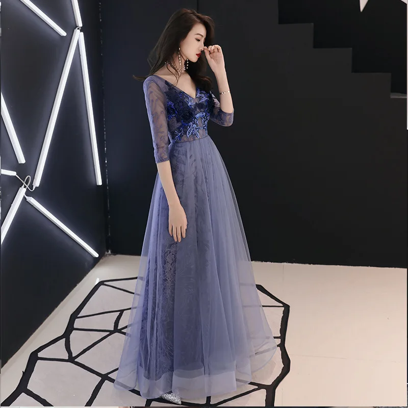 Фиолетовое китайское Восточное Свадебное женское вечернее платье Cheongsam