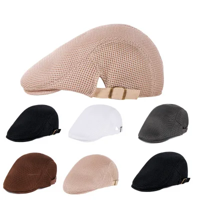 

5color can adjust Summer Unisex Men Women Sun Mesh Beret Cap Newsboy Golf Cabbie Flat Peaked Hat Casquette Breathable Berets