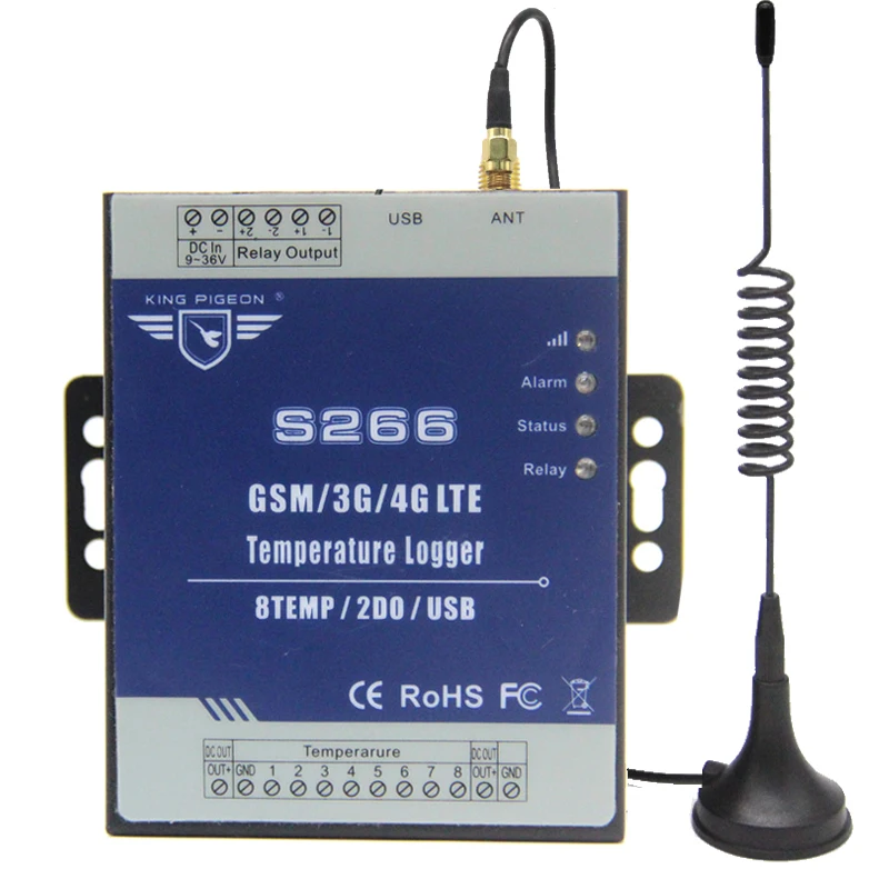 3G 4G LTE Cellular Telemetry Kits GPRS Data Logger Temperature Recorder supports high/low limit alert with 8 Temp Sensor S266 |