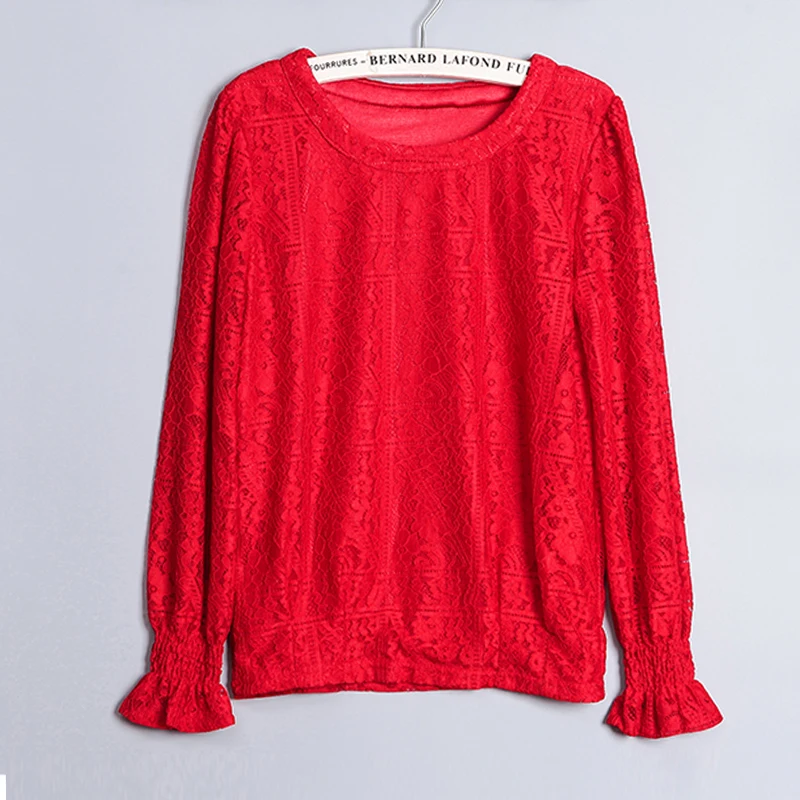 2019 new solid long sleeve casual loose wild women lace blouse fashion sweet puff chiffon shirt top blusas 901C 30 |