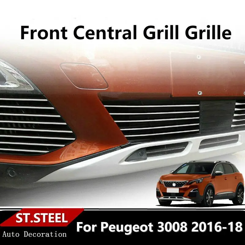 Для Peugeot 3008GT 3008 2016 2019 / 5008 GT 2017 нержавеющая Передняя головка решетка Нижняя