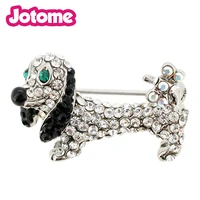 100pcslot silver or gold crystal dachshund dog pin brooch