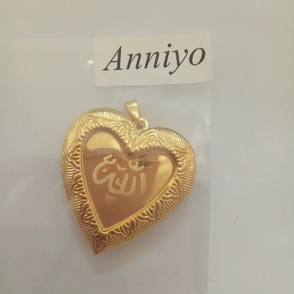 Anniyo/Сердце Аллах кулон ожерелья для женщин/для мужчин золото Цвет ювелирные